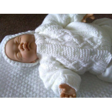 New. Hand Knitted Baby White Cardigan & Hat.0-3 Months.Unisex